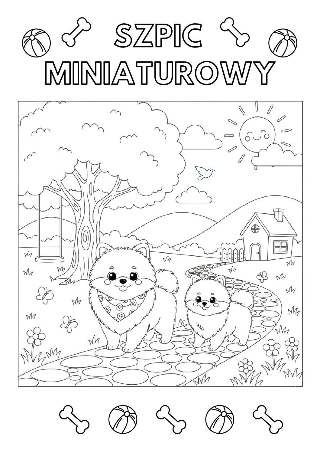 Kolorowanka dla dzieci – piesek szpic miniaturowy