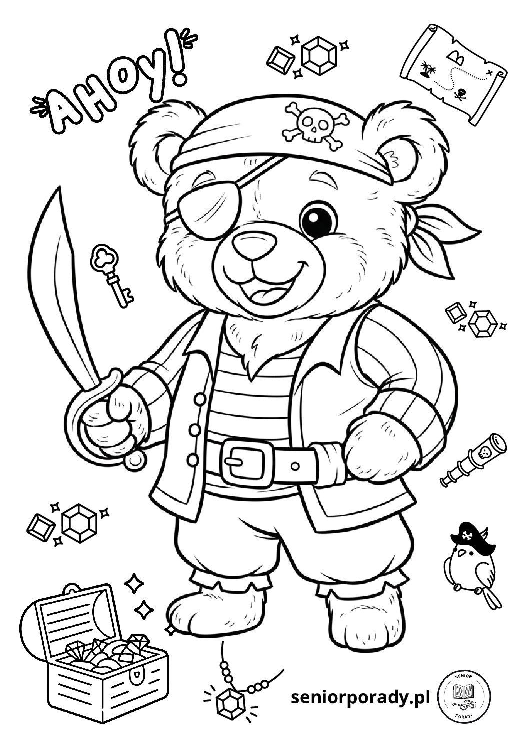 Kolorowanka – Dzień Misia – miś pirat