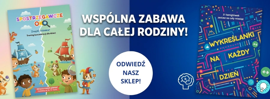 Książki z łamigłówkami, wykreślankami i zadaniami na spostrzegawczość dla całej rodziny. Odwiedź sklep Senior Porady.