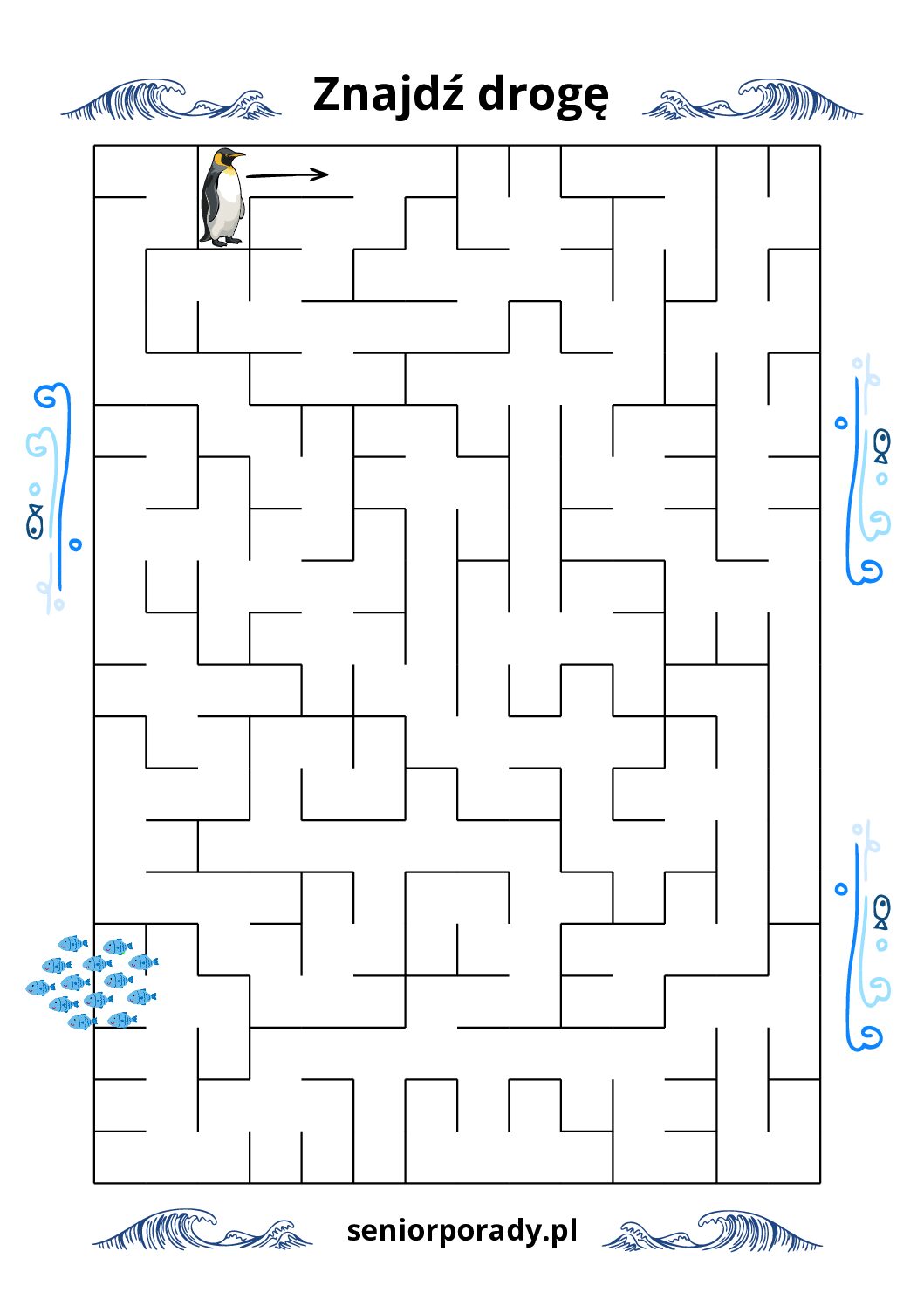 Darmowy labirynt do druku pingwin szuka drogi ćwiczenie logiczne pdf